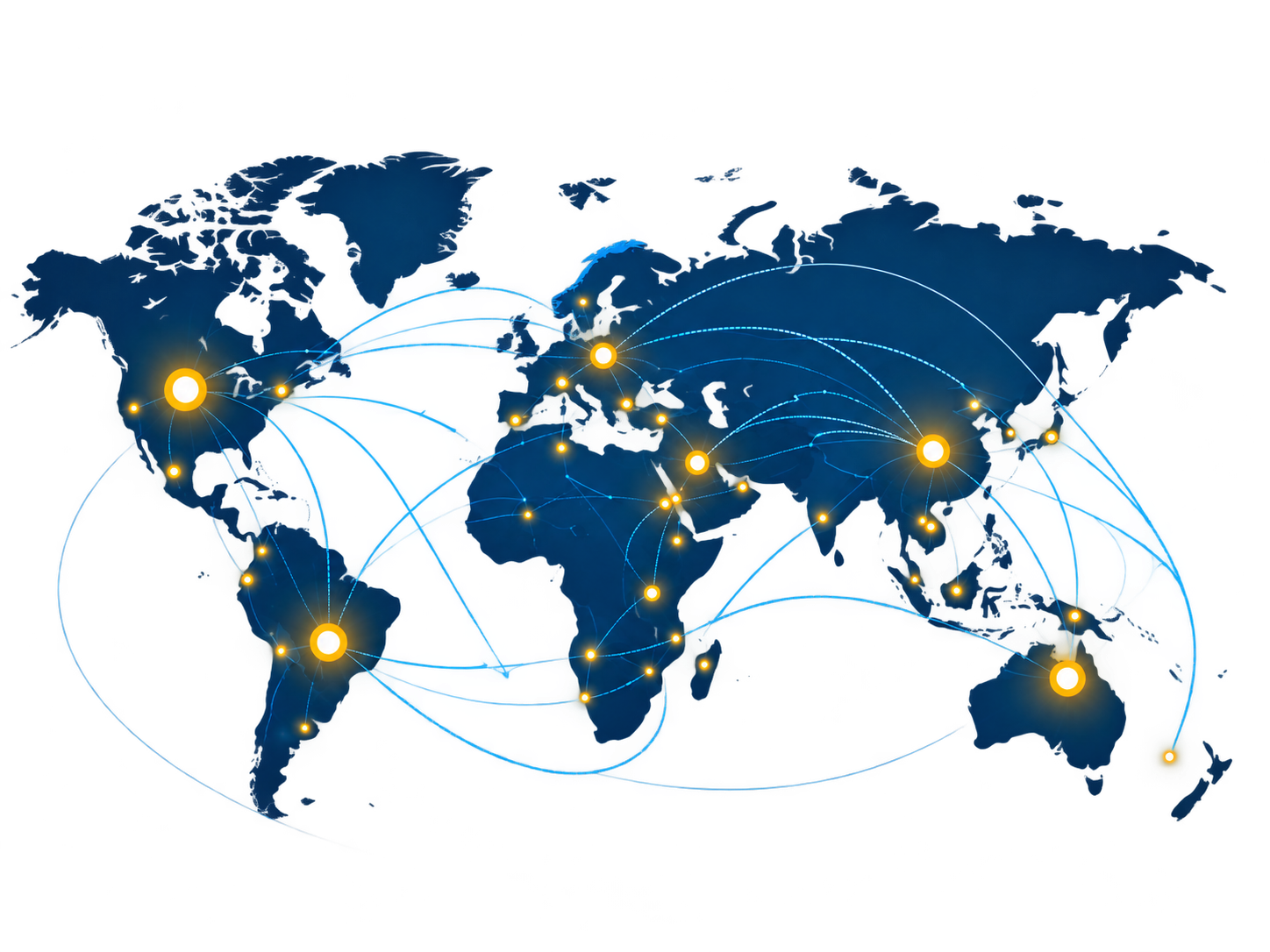 World map showing global sourcing connections